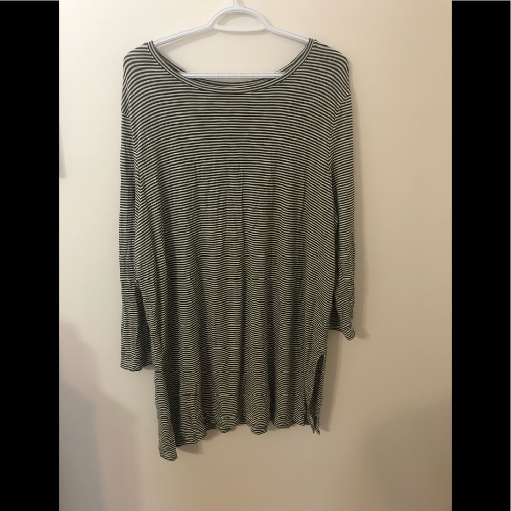 Green and white stripped swing dress